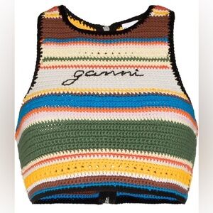 Ganni Multicolor Striped Crochet Top